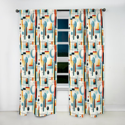 Contemporary Lines III - Abstract Curtain - Velvet Room Darkening - 1 Panel
