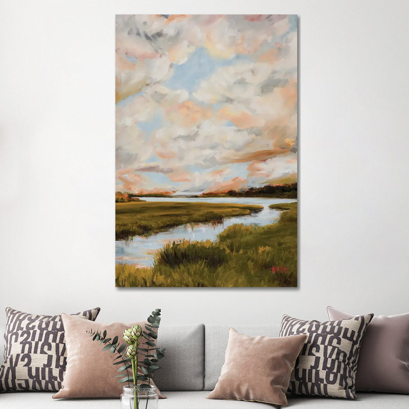 Warm Clouds Over The Marsh by April Moffatt iCanvas, 60" H x 40" W x 1.5" D, Wrapped Canvas