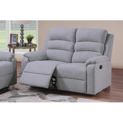 1Pc Motion Loveseat Sincere Bone Finish Vertical Tufting Plush Armrest Burlap Upholstered Loveseat Dark Gray Finish Primary Living Room Furniture