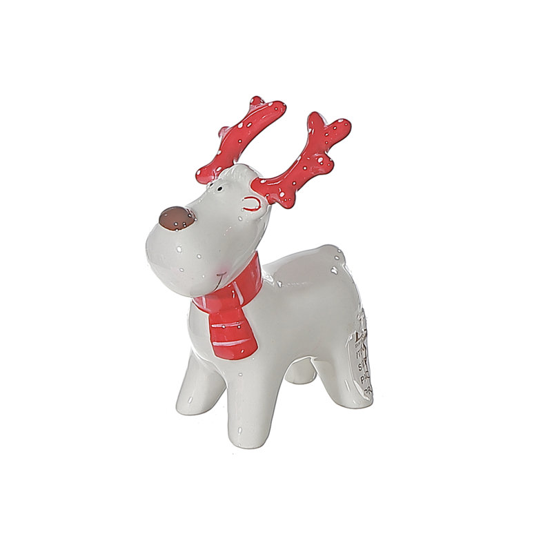 Figurine de cerf debout rouge et blanc