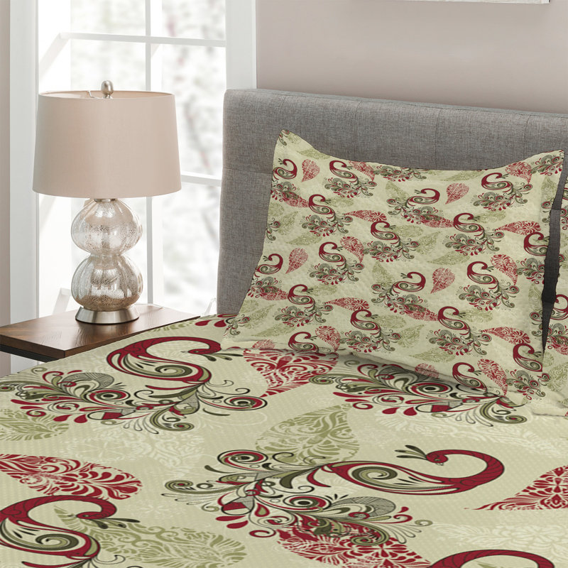 Peacock Eclectic Polyester Coverlet, King Bedspread + 2 Shams