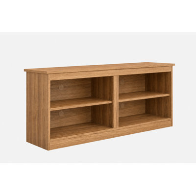 Meuble télé moderne pour téléviseurs jusqu'à 50 pouces, centre multimédia avec quatre tablettes ouvertes et système de gestion des câbles, chêne Hanovre