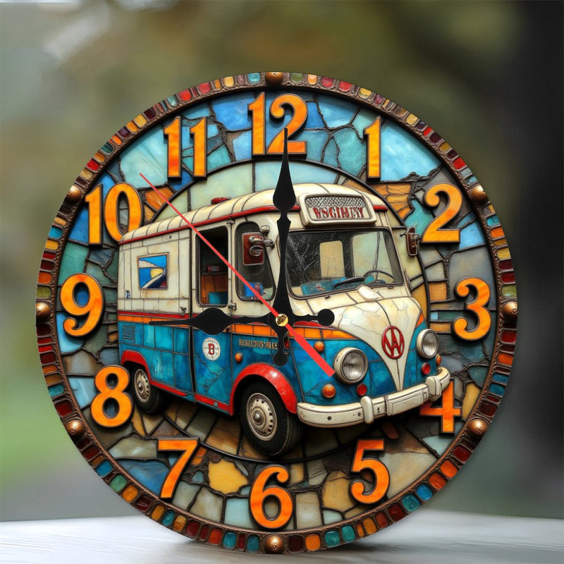 Horloge murale 10 po en MDF rond avec mouvement à quartz silencieux et crochet sans perceuse (piles AA non incluses)