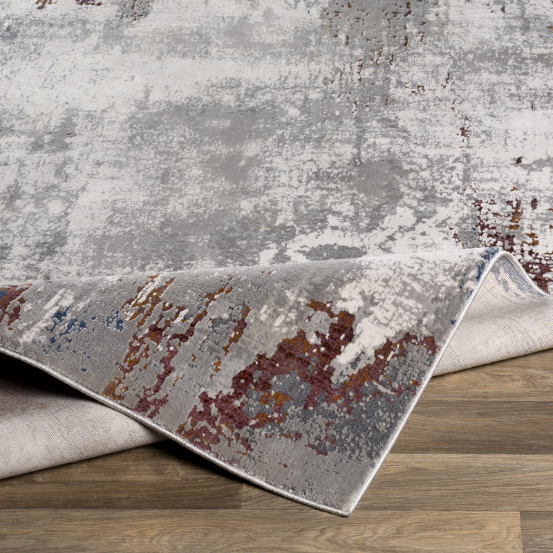 Tapis gris anthracite/gris clair abstract Jacksonport, Rectangle 9 pi x 12 pi 3 po