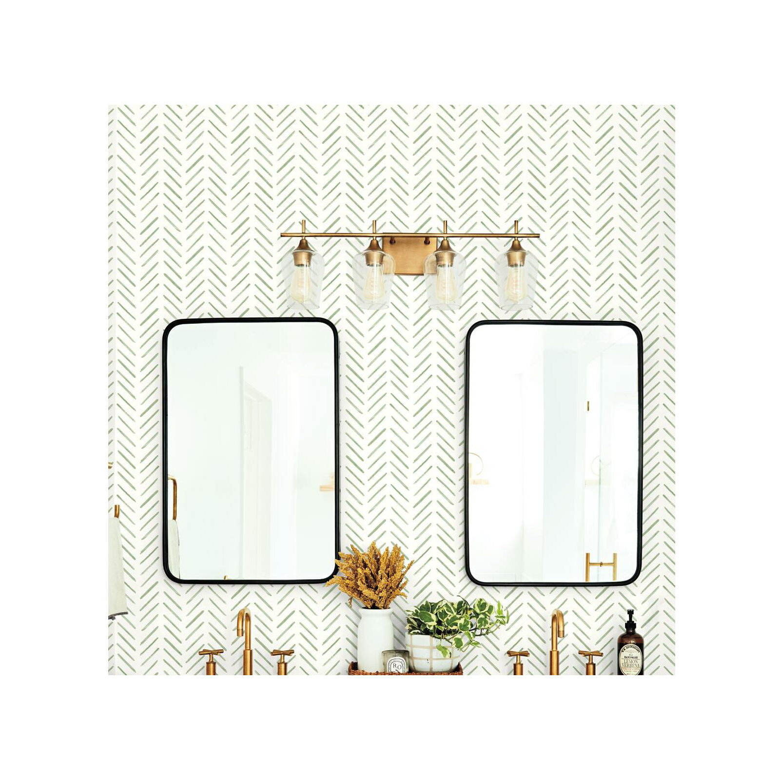 Pre-Pasted Paper Wallpaper Roll , Green