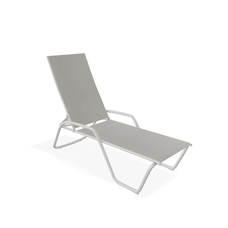 Outdoor Rust-Resistant Metal Chaise Lounge, Textured Snow, Augustine Oyster