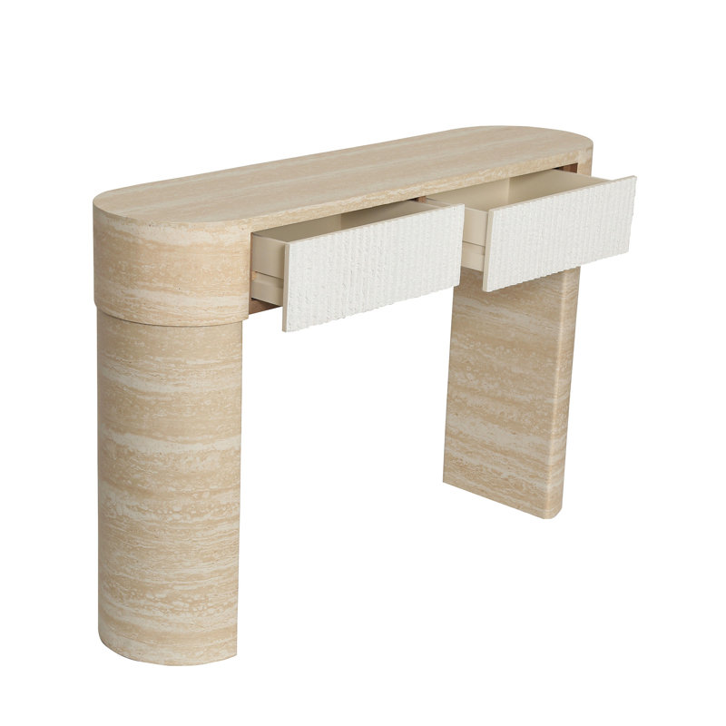 Table d'entrée, deux tiroirs à poignées cachées, console, assemblage facile, pour le couloir, le salon, le canapé derrière