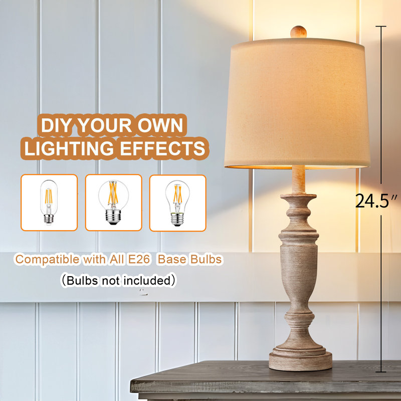 Fairstead 24.5 "medieval retro resin desk lamp, suitable for living rooms, tea tables, dining rooms, bedrooms