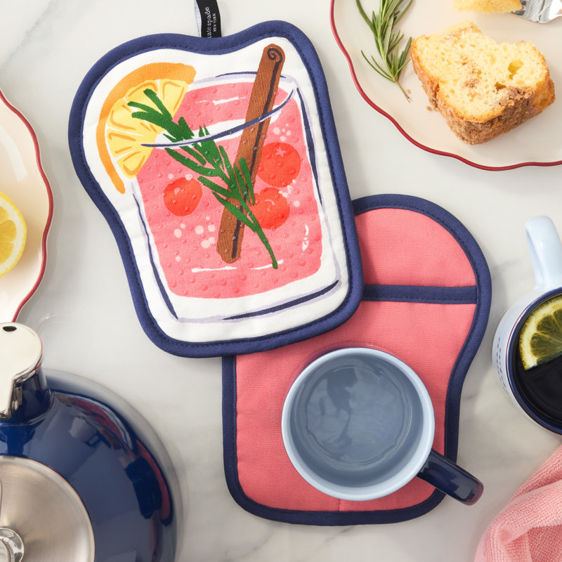 Support à casseroles festif kate spade new york, rose / bleu marine, 8 x 6,5