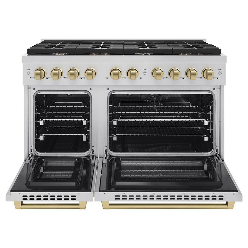 ZLINE Autograph 48" Paramount Double Oven Dual Fuel Range w/ White & Gold Accents (SDRZ-WM-48-G), Stainless Steel