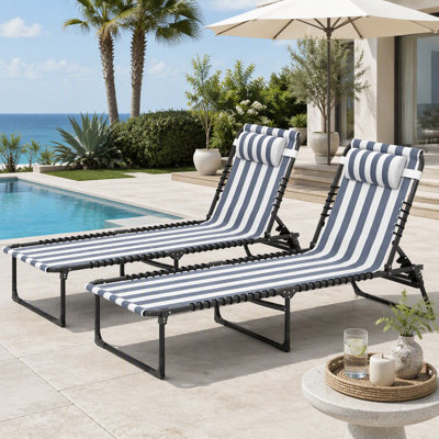 Chaise longue d'extérieur pliante 2 pièces