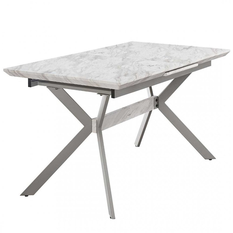Anisur Extendable Solid Wood Top Dining Table, Light Grey, Grey