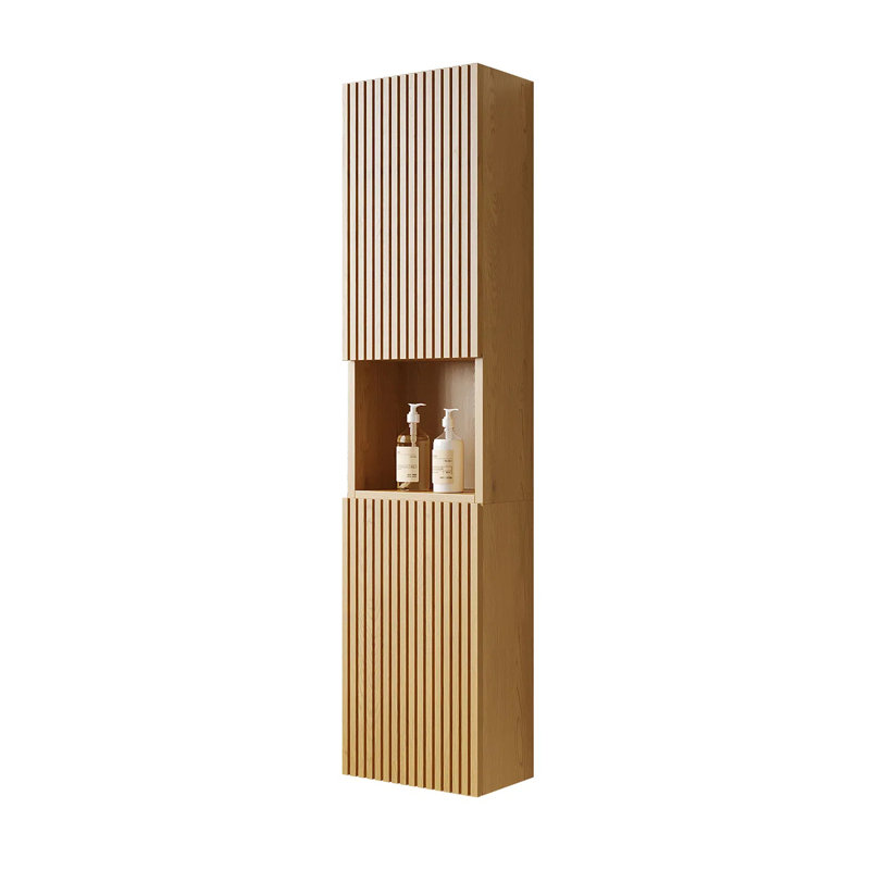 59" Tall Bathroom Wall Mounted Cabinet, Natural