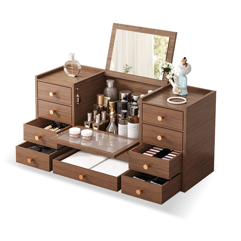 Organisateur de maquillage pour coiffeuse, organisateur de comptoir avec tiroirs, miroir