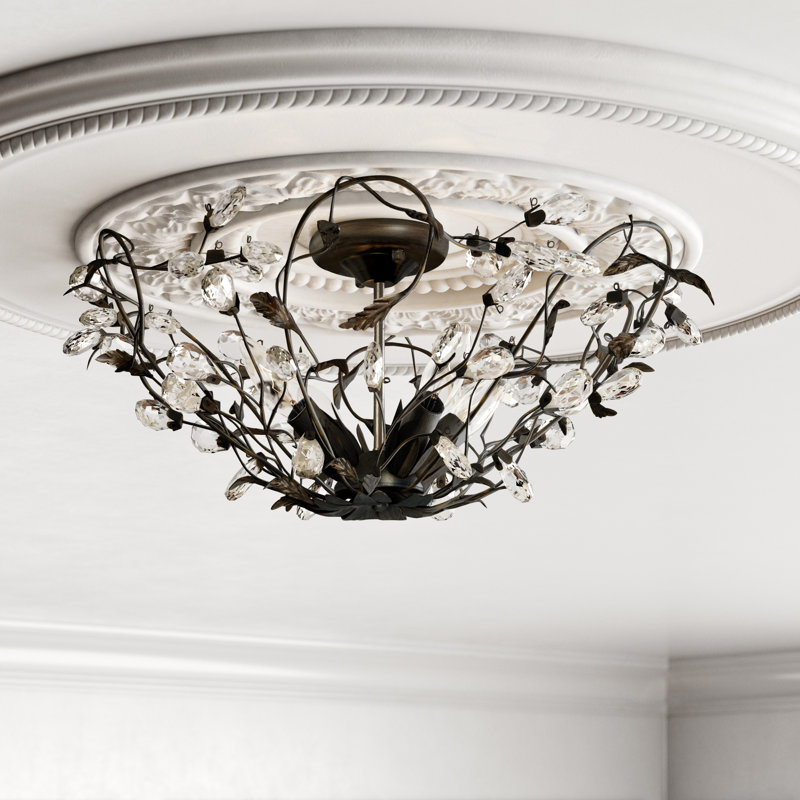 Elysian Bronze & Crystal Vine 19" Semi-Flush Ceiling Light