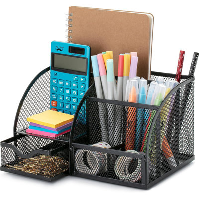 Organisateur de bureau en filet, noir, organisateurs de porte-stylos