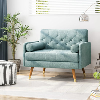 Fauteuil Mid-Century moderne, tissu bleu et bois, pieds fuselés, 30,93 po Largeur, hauteur de 32,19, poids de 50,3 lb, fauteuil club Nuance 1950S en velours, aspect et luxueux, silhouette dramatique, structure en bois,
