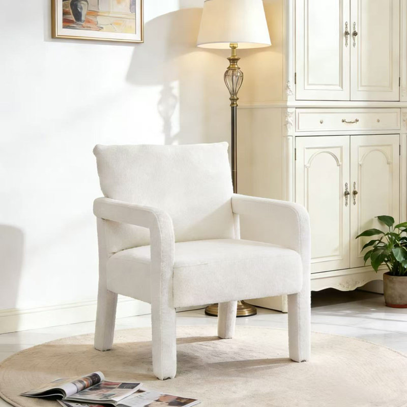Upholstered Armchair, White Teddy