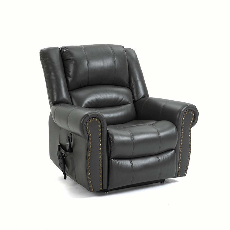 Leather Heated Massage Chair, Gray Faux Leather