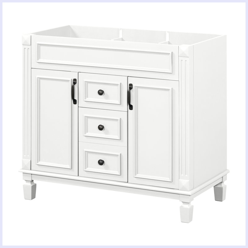 Armoire de rangement moderne avec 2 portes à fermeture douce et 2 tiroirs, Blanc