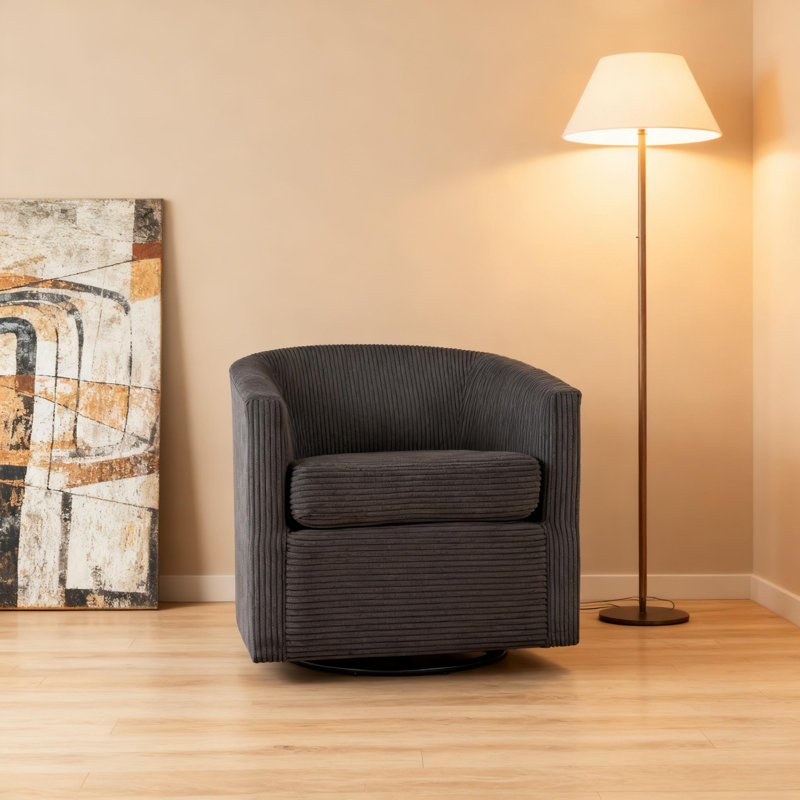 Chaise en velours côtelé gris foncé 1 pièce, Gris foncé