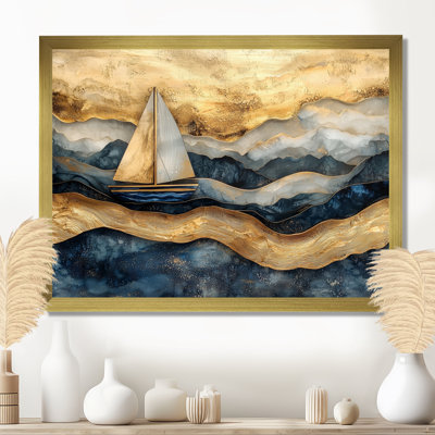 Voilier doré sur la côte Safire Horizon I - bateau, art mural