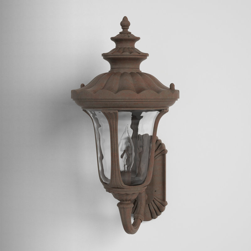Lanterne murale d'extérieur 4 lumières Arelene, Bronze impérial, Ambre