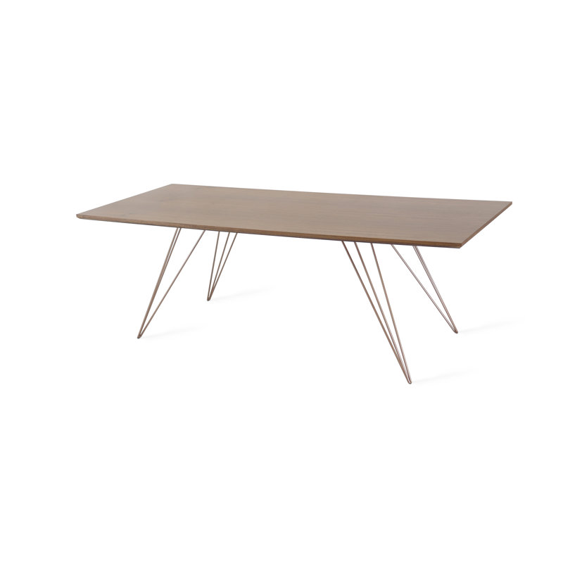 Williams Coffee Table, 18" H x 54" L x 23" W, Rose Copper, Walnut