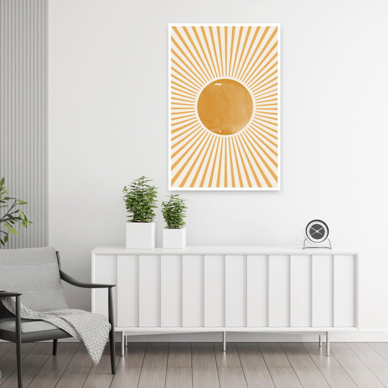 Art contemporain, paysage audacieux abstrait au lever du soleil, H 36 po x l 24 po