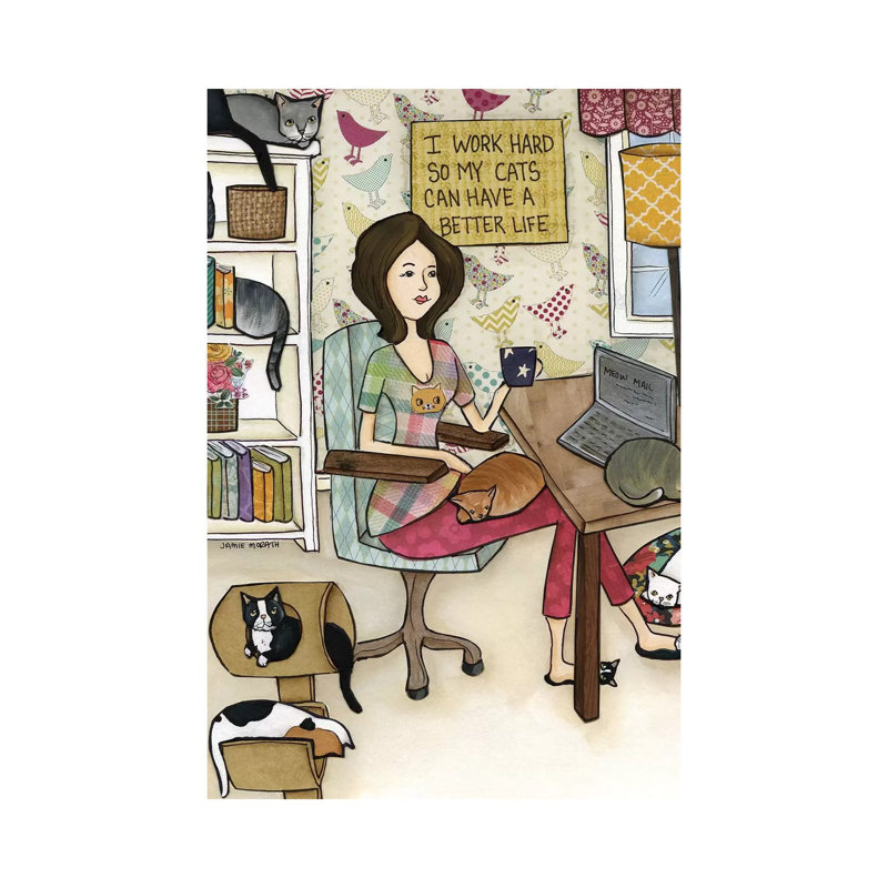 « Cats Better Life » par Jamie Morath-impression, Pas de tapis, Toile tendue, H 12 po x l 8 po x P 0,75 po