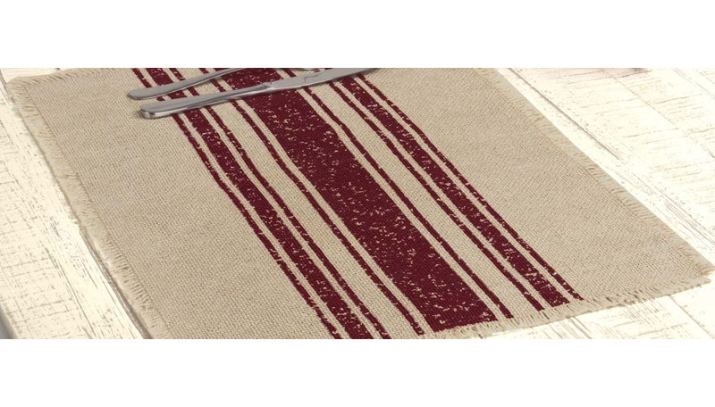 Yuletide Burlap 100% Cotton Striped Rectangle Placemat, Red