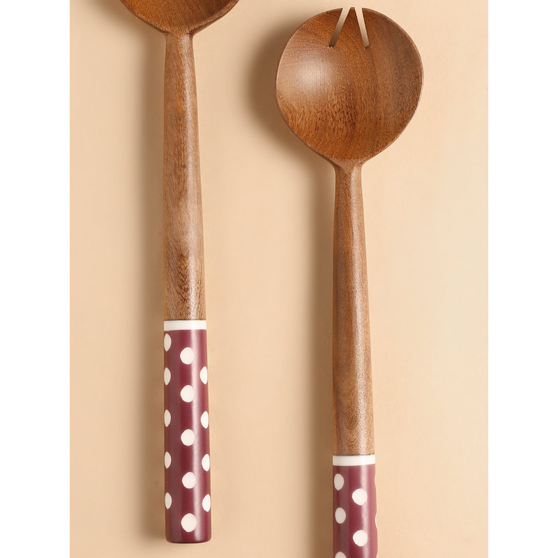 Ensemble à salade en résine et bois, Mauve