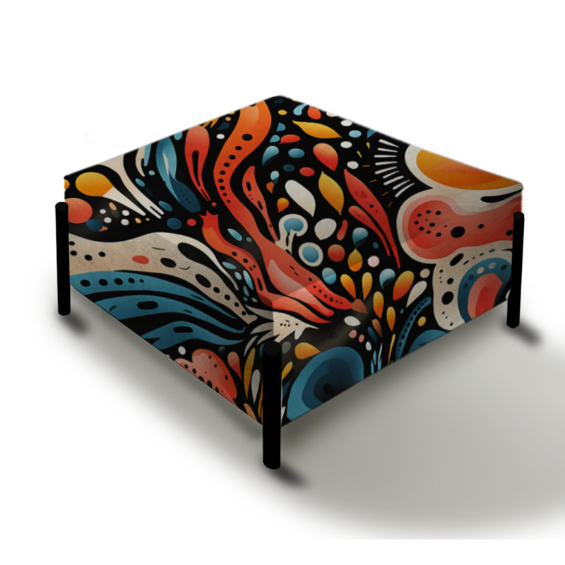 Eclectic Multicolor Ink Carnival - Eclectic Large Square Ottoman