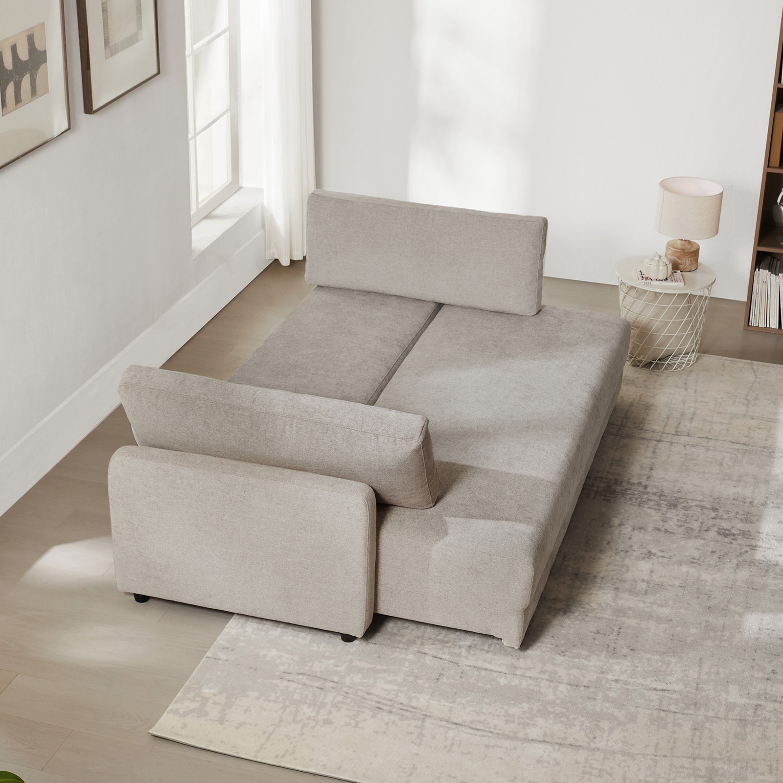 Savelle 88'' Upholstered Sleeper Sofa, Milo Mink Chenille