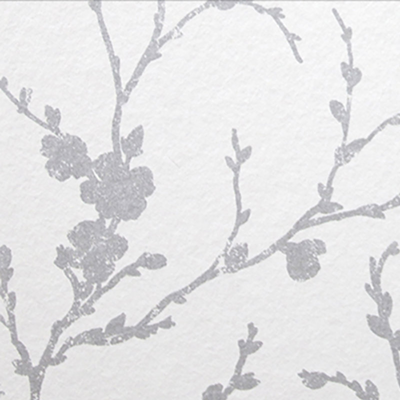 Meiying Floral Metallic Wallpaper Roll, Chalk
