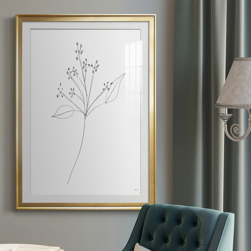 Botanical Gesture V - Cadre photo, reproduction d'art sur papier, Or, H 26,5 po x l 36,5 po x P 1,5 po