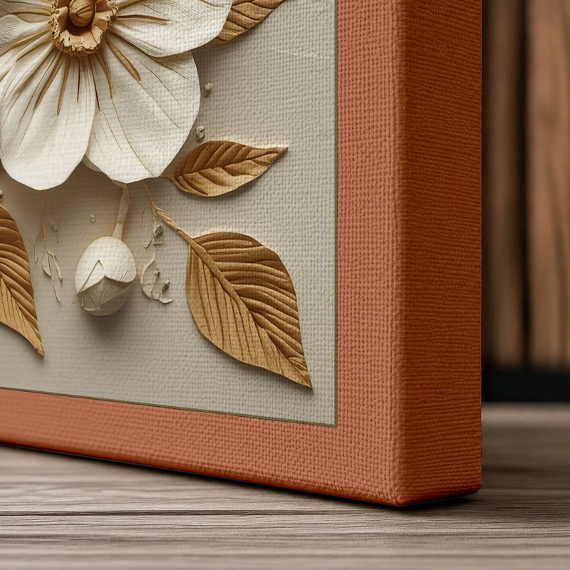 Sculptural Garden Botanical - Wrapped Canvas, 36x24 - 91.4 x 61.0 cm, Terracotta Border