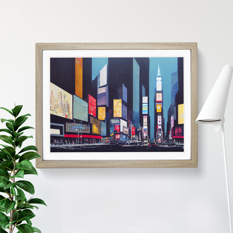 New York Times Square Vol.7 - Single Picture Frame Print, 34cm H x 46cm W x 2cm D, Oak