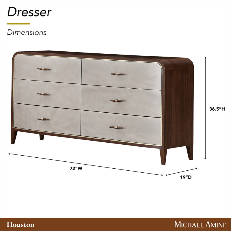 Houston 72" Wide 6-Drawer Dresser - Walnut 
