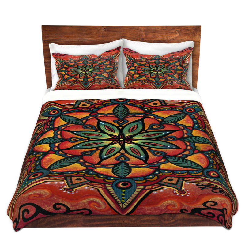 Ensemble de housse de couette mandala cheung flamboyante marie, 1 housse + 2 taies très grand lit