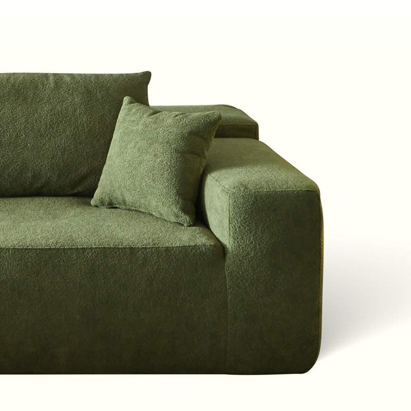 Canapé modulaire rembourré 2 pièces Natick, Accoudoir à gauche (vu de face), Polyester vert