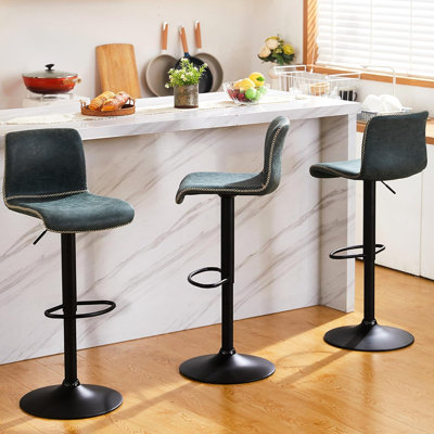 Lolar Swivel Upholstered Adjustable Height Counter Stool with Metal Frame