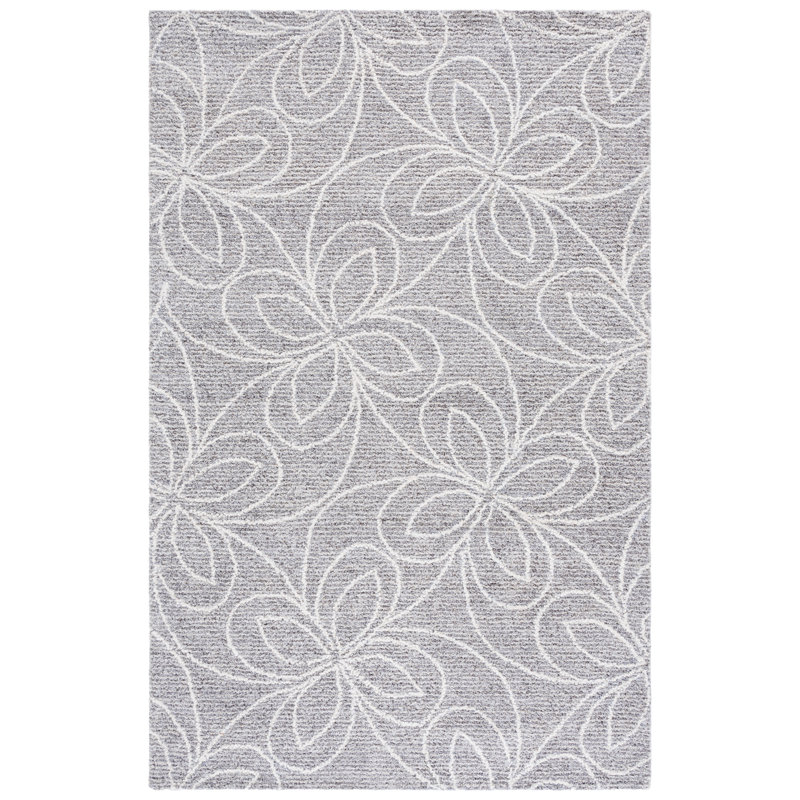 Ebony Hand Tufted Wool, Cotton Floral Indoor Rug, Round 6'