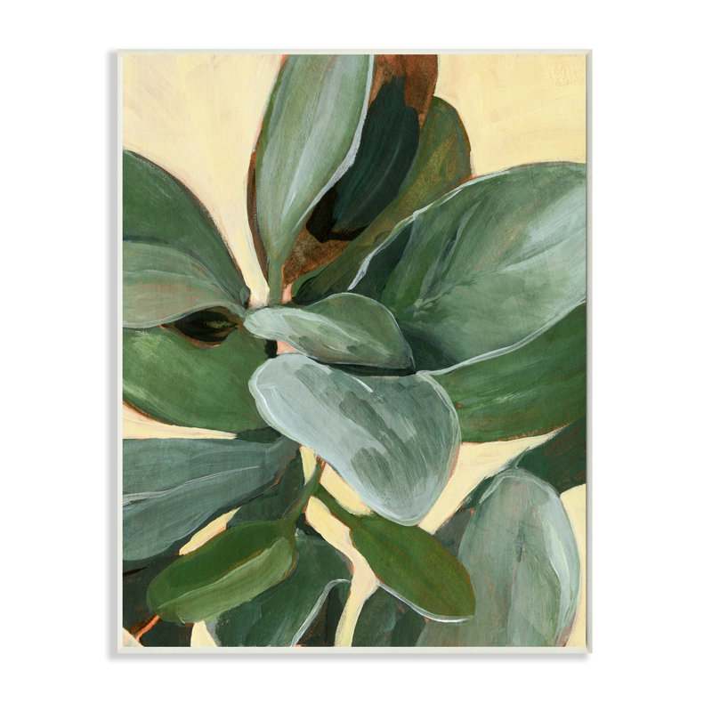 Étude de plantes en pot feuilles vertes, H 19 po x l 13 po, Plaque murale