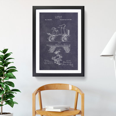 Roller Skate Patent Dark - Picture Frame Graphic Art