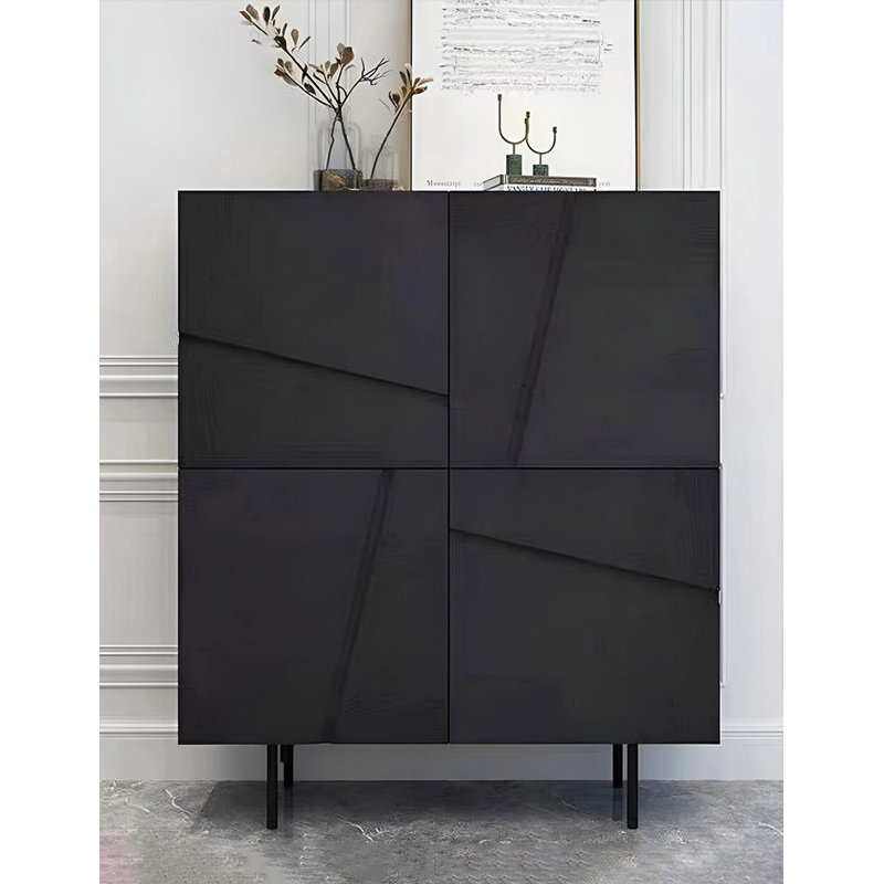 Minimalist creative storage black oak shoe cabinet, 51.18" H x 39.37" W x 13.78" D