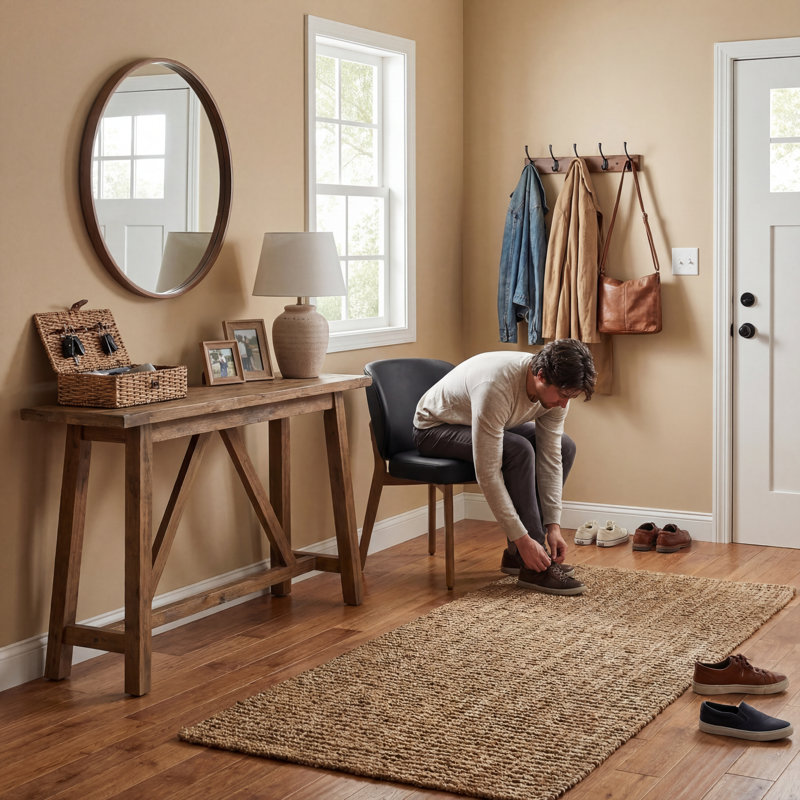 Chaise de meuble-lavabo très large rembourrée de 20,1 po, fauteuil d'appoint avec haut dossier à oreilles et fauteuil sans accoudoirs avec pieds en bois massif pour salle à manger, noir, simple