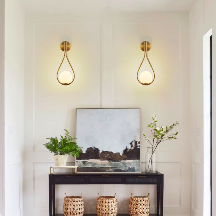 Frosted Glass Teardrop Wall Sconce, Set of 2