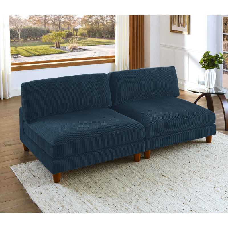 89'' Corduroy Loveseat, Dark Blue Corduroy