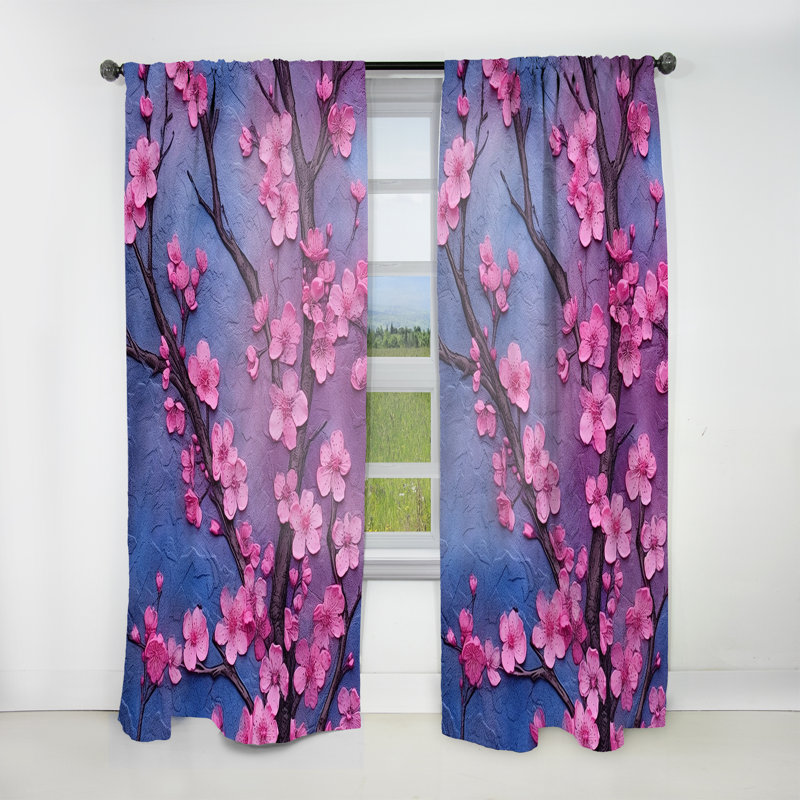 Giana - Rideau obscurcissant floral cerise - 1 panneau, L 52 po x L 63 po